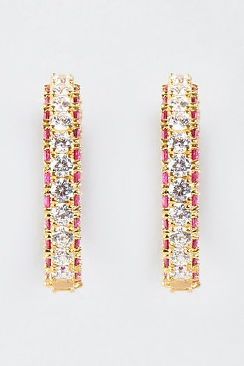 Gold Finish Hoop Earrings In Sterling Silver