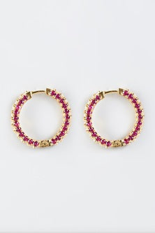 Gold Finish Hoop Earrings In Sterling Silver