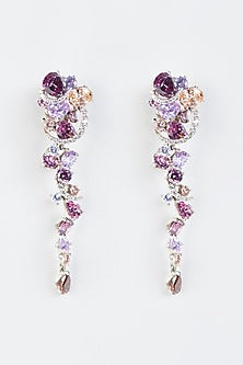 White Finish French Chandelier Earrings In Sterling Silver