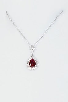 White Finish Pendant Necklace In Sterling Silver