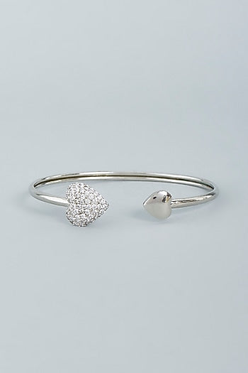 White Finish Swarovski Bangle In Sterling Silver