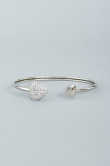 White Finish Swarovski Bangle In Sterling Silver