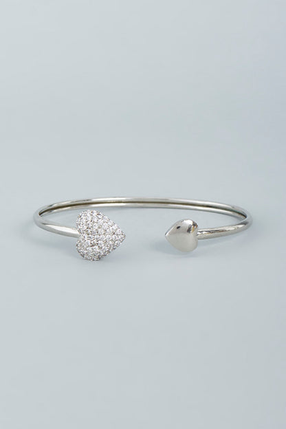 White Finish Swarovski Bangle In Sterling Silver