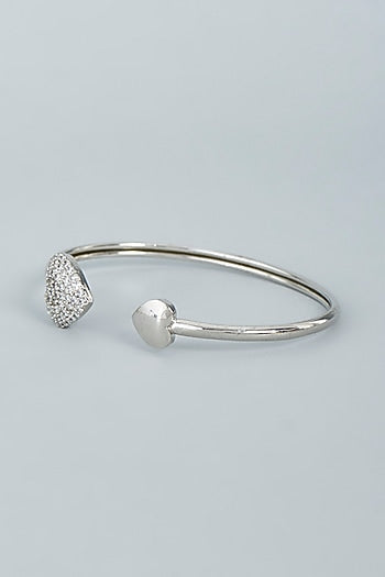 White Finish Swarovski Bangle In Sterling Silver