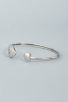 White Finish Swarovski Bangle In Sterling Silver