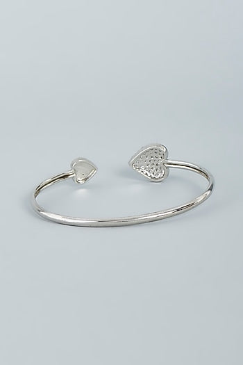 White Finish Swarovski Bangle In Sterling Silver