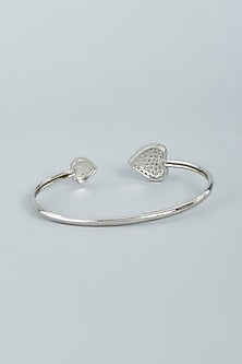 White Finish Swarovski Bangle In Sterling Silver
