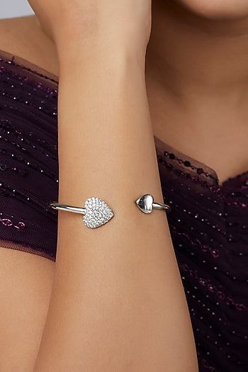 White Finish Swarovski Bangle In Sterling Silver