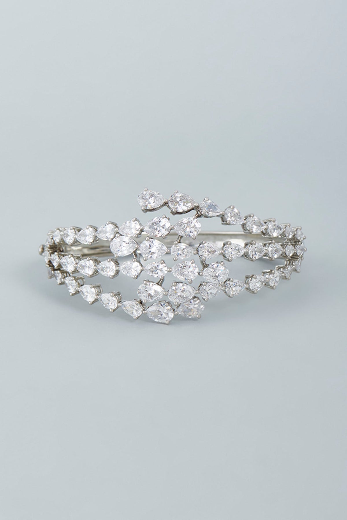 White Finish Swarovski Bangle In Sterling Silver
