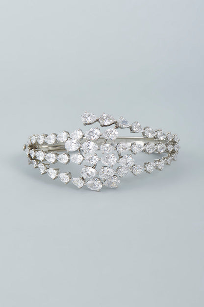 White Finish Swarovski Bangle In Sterling Silver