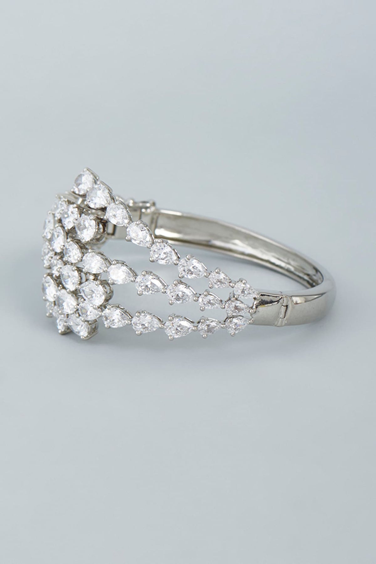 White Finish Swarovski Bangle In Sterling Silver