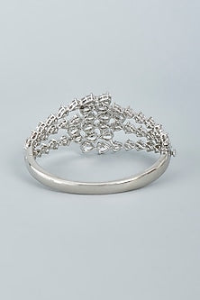 White Finish Swarovski Bangle In Sterling Silver
