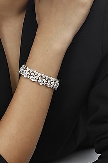 White Finish Swarovski Bracelet In Sterling Silver
