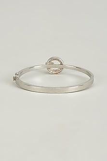 White Finish Swarovski Openable Bangle In Sterling Silver