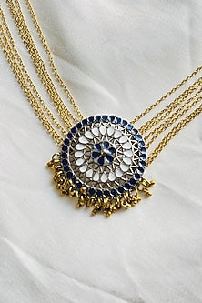 Two Tone Finish Blue Stone Choker Necklace