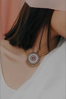 Two Tone Finish Red Stone Choker Necklace