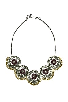 Two Tone Finish Red Stone Choker Necklace