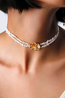 Gold Finish Handcrafted Pearl Choker Necklace
