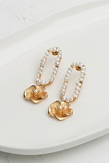 Gold Finish Handcrafted Pearl Dangler Earrings