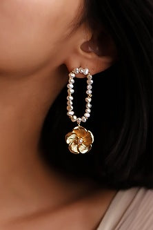 Gold Finish Handcrafted Pearl Dangler Earrings