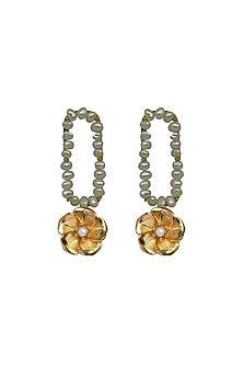 Gold Finish Handcrafted Pearl Dangler Earrings