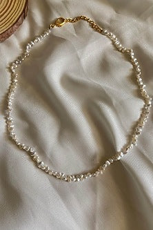 Gold Finish Handcrafted Choker Necklace With Pearls