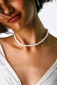 Gold Finish Handcrafted Choker Necklace With Pearls