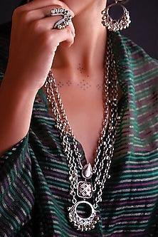 Two-Tone Finish Enamelled Long Necklace