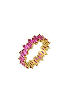 Gold Plated (Water Resistance Premium Plating) Pink Zircon Vogue Ring