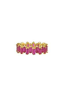 Gold Plated (Water Resistance Premium Plating) Pink Zircon Vogue Ring