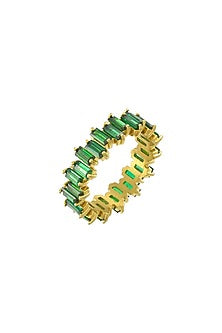 Gold Plated (Water Resistance Premium Plating) Green Zircon Vogue Ring