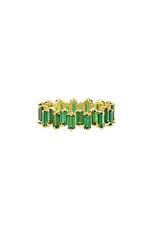 Gold Plated (Water Resistance Premium Plating) Green Zircon Vogue Ring