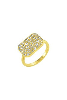 Gold Plated (Water Resistance Premium Plating) Zircon Bullion Charm Ring
