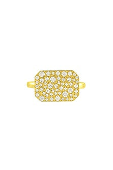 Gold Plated (Water Resistance Premium Plating) Zircon Bullion Charm Ring