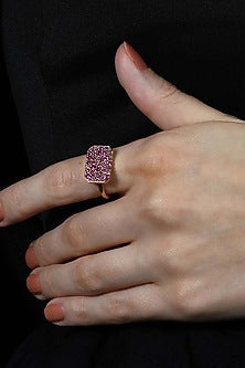 Gold Plated (Water Resistance Premium Plating) Pink Zircon Bullion Ring