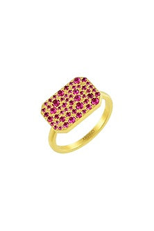 Gold Plated (Water Resistance Premium Plating) Pink Zircon Bullion Ring