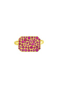 Gold Plated (Water Resistance Premium Plating) Pink Zircon Bullion Ring