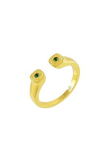 Gold Plated (Water Resistance Premium Plating) Green Cubic Zirconia Band Ring