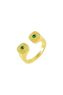 Gold Plated (Water Resistance Premium Plating) Green Zircon Chunky Ring