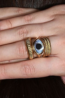 Gold Plated (Water Resistance Premium Plating) Evil Eye Ring