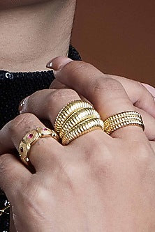 Gold Plated (Water Resistance Premium Plating) Ripple Ring