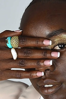 Gold Plated (Water Resistance Premium Plating) Knit Textured Ring