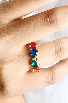 Gold Plated (Water Resistance Premium Plating) Multi-Colored Gemstone Ring