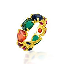 Gold Plated (Water Resistance Premium Plating) Multi-Colored Gemstone Ring