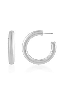Silver Finish (Water Resistance Premium Plating) Hoop Earrings In Sterling Silver