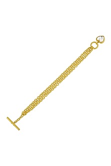 Gold Plated (Water Resistance Premium Plating) Layering Chain Crystal Heart Bracelet