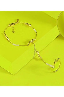 Gold Finish Baroque Pearl Pellet Hand Harness