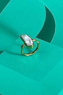 Gold Finish Baroque Pearl Ring
