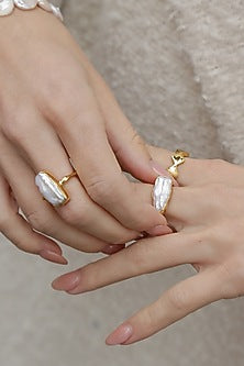 Gold Finish Baroque Pearl Ring