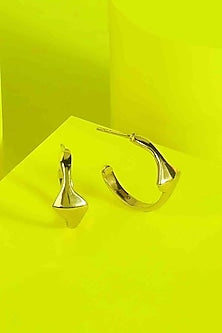 Gold Finish Lucid Hoop Earrings In Sterling Silver